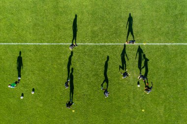 Horst, Hollanda - 14 Temmuz 2018: spor merkezi Horst Paok takımı eğitim sırasında Hollanda hava görünümünden