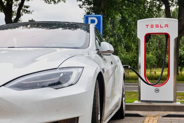 Horst Holanda Junho 2018 Tesla Super Charging Station Horst Tesla — Fotografia de Stock