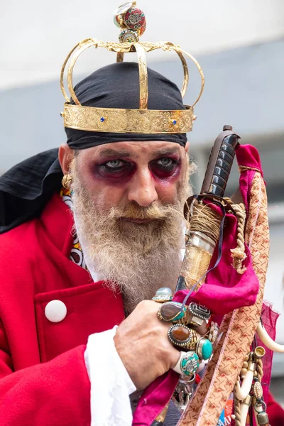 Xanthi Greece February 2018 People Dressed Colorful Costumes Annual Carnival — Stock Photo, Image