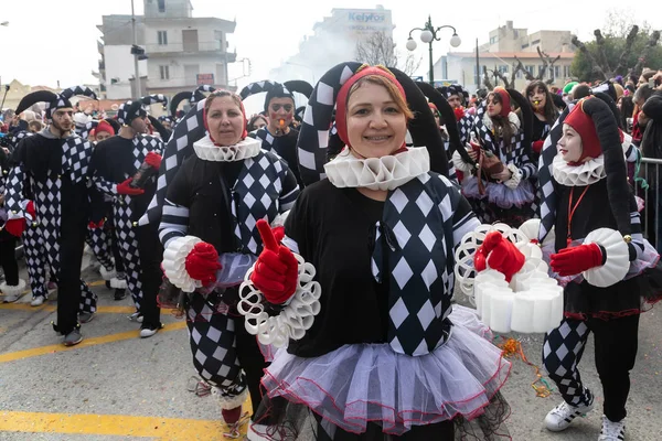 Xanthi Grekland Februari 2018 Människor Klädda Färgglada Dräkter Den Årliga — Stockfoto