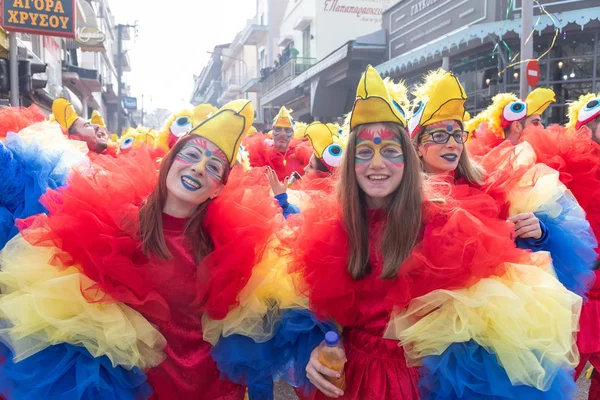 Xanthi Grekland Februari 2018 Människor Klädda Färgglada Dräkter Den Årliga — Stockfoto