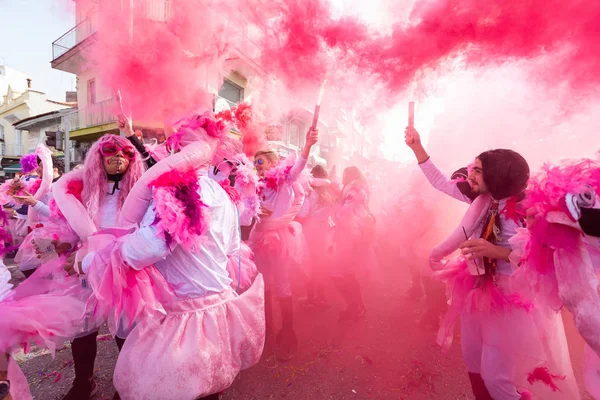 Xanthi Greece February 2018 People Dressed Colorful Costumes Annual Carnival — Stock Photo, Image