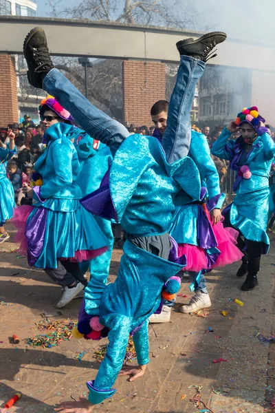 Xanthi Grecia Febrero 2018 Gente Vestida Con Trajes Coloridos Durante —  Fotos de Stock