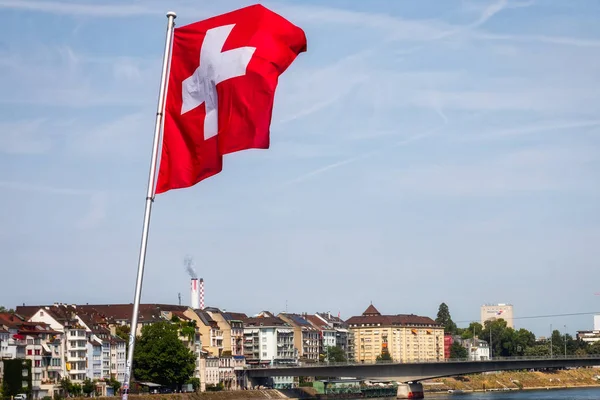 Basel Switzerland August 2018 River Rhine Historic Center Basel — Stock Photo, Image