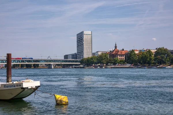 Basel Svájc 2018 Augusztus Rajna Folyó Történelmi Központ Basel — Stock Fotó