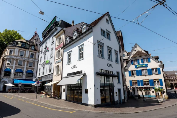 Basel Elveția August 2018 Clădiri Centrul Vechi Orașului Basel Elveția — Fotografie, imagine de stoc