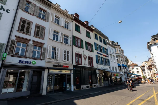 Basel Sveits August 2018 Bygninger Basel Sentrum Sveits – stockfoto