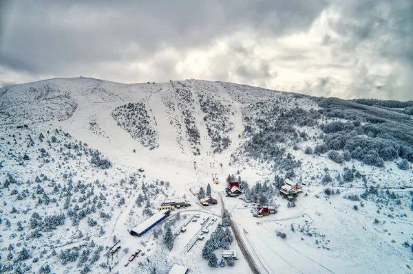 Ski Resort Seli Içinde Vermio Dağ Aralığı Kuzey Yunanistan Havadan — Stok fotoğraf