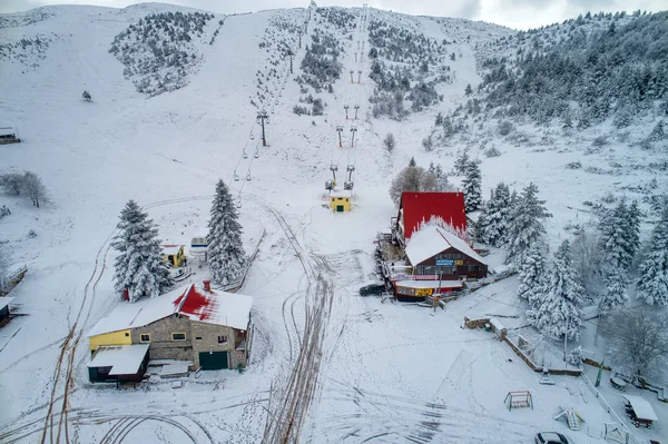 Seli Griechenland November 2018 Luftaufnahme Des Skigebietes Seli Den Bergen — Stockfoto