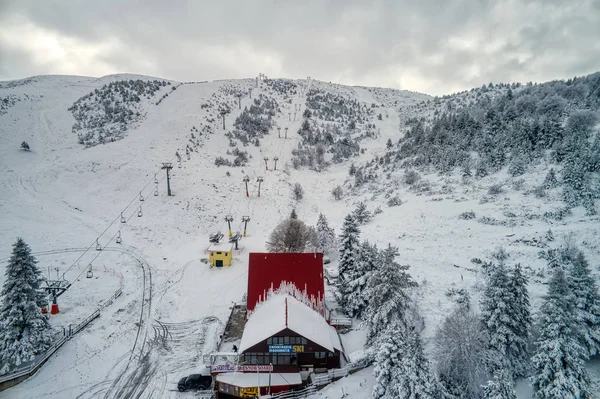 Seli Griechenland November 2018 Luftaufnahme Des Skigebietes Seli Den Bergen — Stockfoto