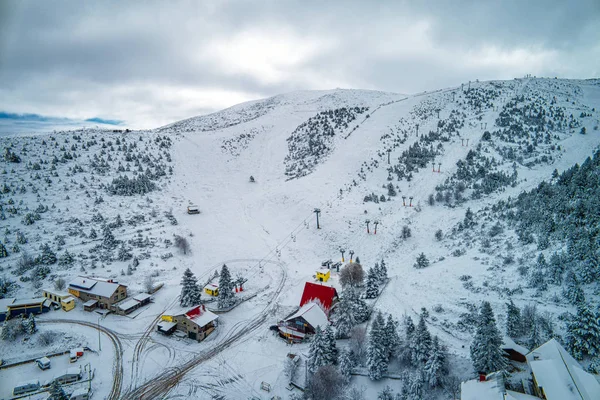 Seli Griechenland November 2018 Luftaufnahme Des Skigebietes Seli Den Bergen — Stockfoto