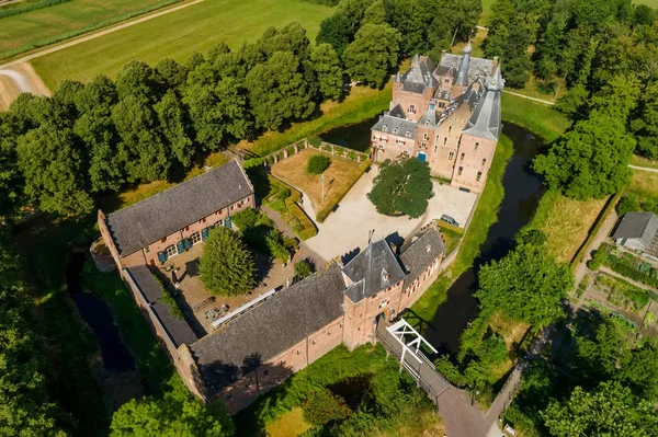 Aerial View Doorwerth Castle Dutch Kasteel Doorwerth Medieval Castle Arnhem — Stock Photo, Image
