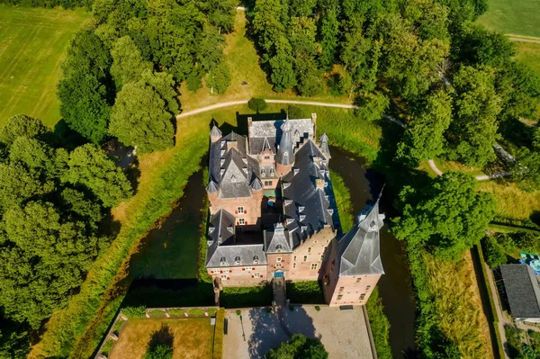 Aerial View Doorwerth Castle Dutch Kasteel Doorwerth Medieval Castle Arnhem — Stock Photo, Image