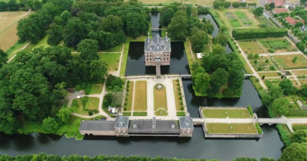 Aerial View Amerongen Castle Dutch Kasteel Amerongen Medieval Castle Netherlands — Stock Video