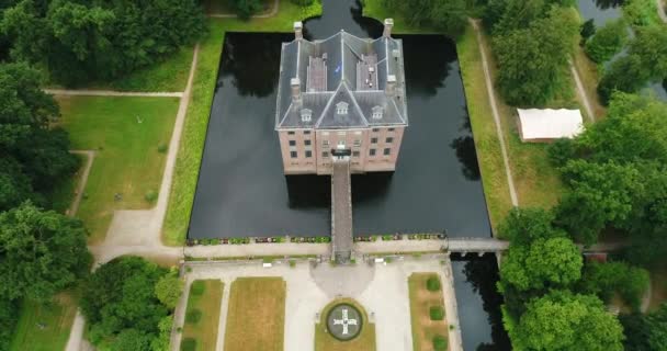 Aerial View Amerongen Castle Dutch Kasteel Amerongen Medieval Castle Netherlands — Stock Video