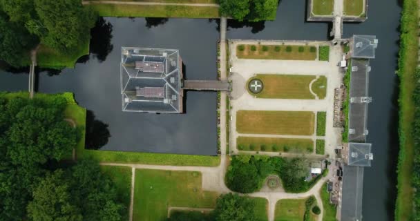 Vista Aérea Del Castillo Amerongen Neerlandés Kasteel Amerongen Castillo Medieval — Vídeos de Stock