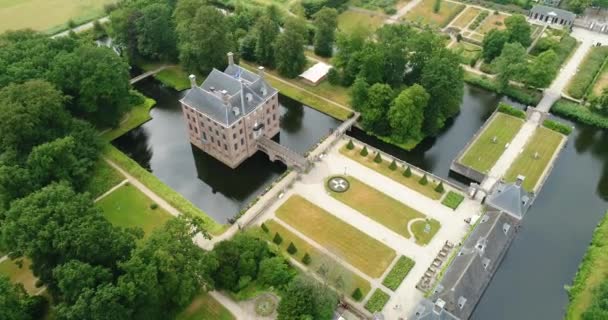 Εναέρια Άποψη Του Κάστρου Amerongen Στα Ολλανδικά Kasteel Amerongen Είναι — Αρχείο Βίντεο