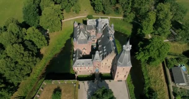 Vista Aérea Castelo Doorwerth Neerlandês Kasteel Doorwerth Castelo Medieval Perto — Vídeo de Stock