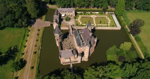 Aerial View Heeswijk Castle Dutch Kasteel Heeswijk Medieval Castle Netherlands — Stock Video