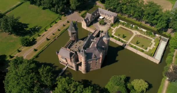 Vista Aérea Castelo Heeswijk Neerlandês Kasteel Heeswijk Castelo Medieval Nos — Vídeo de Stock