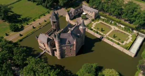 Vista Aérea Del Castillo Heeswijk Neerlandés Kasteel Heeswijk Castillo Medieval — Vídeo de stock