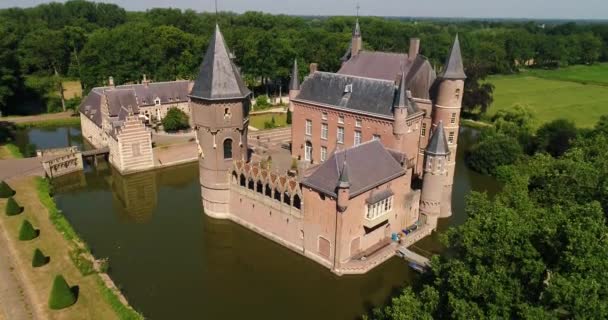 Aerial View Heeswijk Castle Dutch Kasteel Heeswijk Medieval Castle Netherlands — Stockvideo