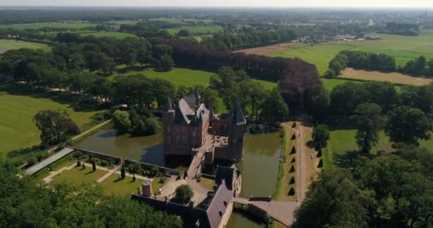 Vista Aérea Castelo Heeswijk Neerlandês Kasteel Heeswijk Castelo Medieval Nos — Vídeo de Stock