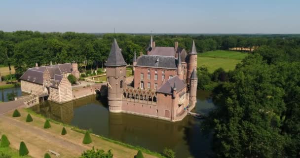 Vista Aérea Del Castillo Heeswijk Neerlandés Kasteel Heeswijk Castillo Medieval — Vídeo de stock