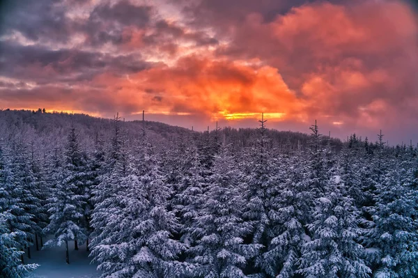 Majestic Sunset Winter Mountains Landscape Hdr Image — Stock Photo, Image