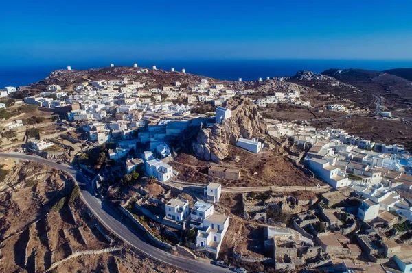 Isla Amorgos Vista Aérea Del Pueblo Chora Grecia Cíclada — Foto de Stock