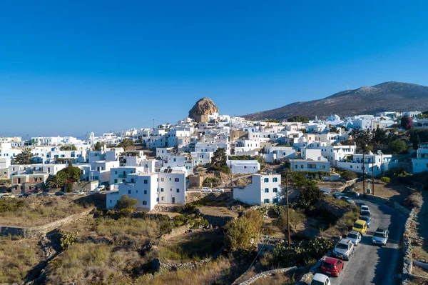 Isla Amorgos Vista Aérea Del Pueblo Chora Grecia Cíclada — Foto de Stock