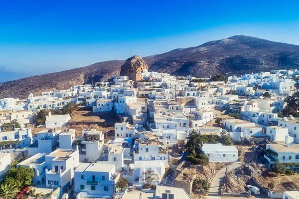 Isla Amorgos Vista Aérea Del Pueblo Chora Grecia Cíclada — Foto de Stock