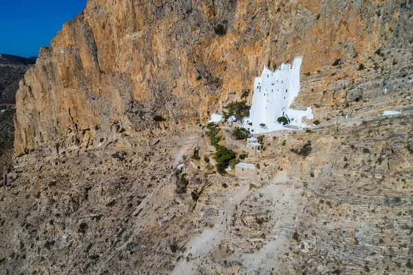 Aerial View Panagia Hozovitissa Monastery Amorgos Island — Stock Photo, Image