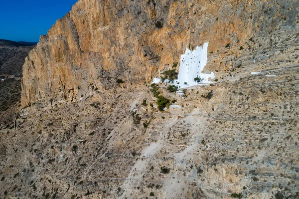 Luftaufnahme Des Panagia Hozovitissa Klosters Auf Der Insel Amorgos — Stockfoto