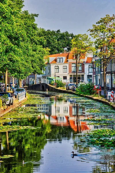 Delft Vista Ciudad Con Canales Holanda — Foto de Stock