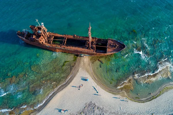 Luftaufnahme Des Schiffswracks Dimitrios Ehemals Klintholm Gythio Peloponnes Griechenland — Stockfoto