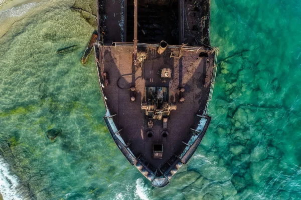 Vista Aérea Del Naufragio Dimitrios Anteriormente Llamado Klintholm Gythio Peloponnese — Foto de Stock