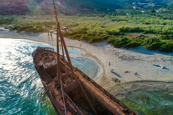 Luftaufnahme Des Schiffswracks Dimitrios Ehemals Klintholm Gythio Peloponnes Griechenland — Stockfoto