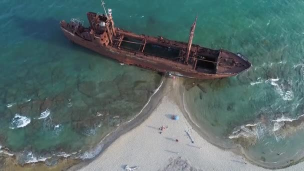 Vista Aerea Del Naufragio Dimitrios Precedentemente Chiamato Klintholm Gythio Peloponnese — Video Stock