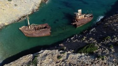 Batık Olympia Amorgos Island, Kiklad Adaları, Yunanistan havadan görünümü