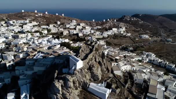 Ilha Amorgos Vista Aérea Aldeia Chora Grécia Ciclade — Vídeo de Stock