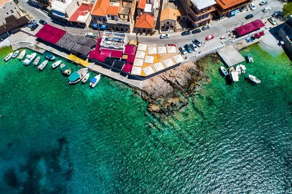 Luchtfoto Van Gerolimenas Laconia Een Van Meest Pittoreske Nederzettingen Van — Stockfoto