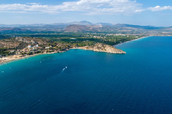 Ovanifrån Tolo Strand Eller Psili Ammos Från Mest Populära Turistorterna — Stockfoto