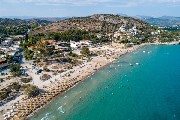 Ovanifrån Tolo Strand Eller Psili Ammos Från Mest Populära Turistorterna — Stockfoto