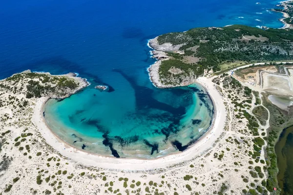 Vista Aérea Panorámica Playa Voidokilia Una Las Mejores Playas Europa —  Fotos de Stock