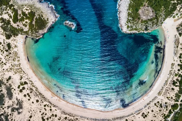 Vista Aérea Panorámica Playa Voidokilia Una Las Mejores Playas Europa — Foto de Stock