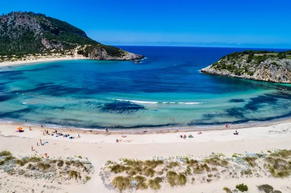Panorama Flygfoto Över Voidokilia Beach Bästa Stränderna Medelhavet Europa Vackra — Stockfoto