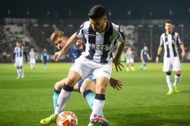 Thessaloniki, Yunanistan - 19 Şubat 2019: Tanımsız oyuncular Paok - Tottenham Toumba Stadyumu'nda arasında ikinci turu için Uefa Gençlik Ligi maç sırasında eylem