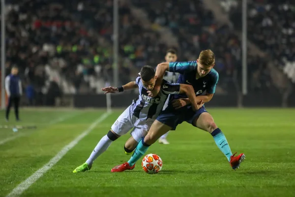 Thessaloniki Yunanistan Şubat 2019 Tanımsız Oyuncular Paok Tottenham Toumba Stadyumu — Stok fotoğraf