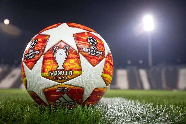 Thessaloniki Grécia Fevereiro 2019 Bola Oficial Futebol Liga Dos Campeões — Fotografia de Stock